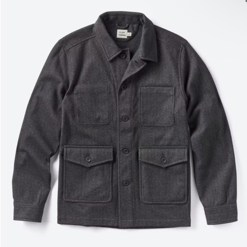 Flint And Tinder Herringbone Chore Coat In Charcoal Size XL